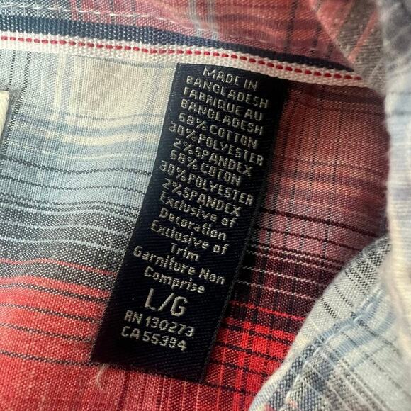 Wrangler Men’s Western Snap Plaid Long Sleeve Shirt Size Large Rodeo Texas - Picture 7 of 9